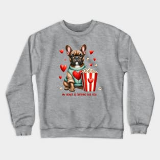 Cute French Bulldog Valentines Day heart and popcorn design Crewneck Sweatshirt